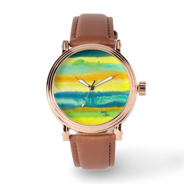 SPWW Tangoed Tiers Aquamarin grün & orange Armbanduhr (Vorderseite)