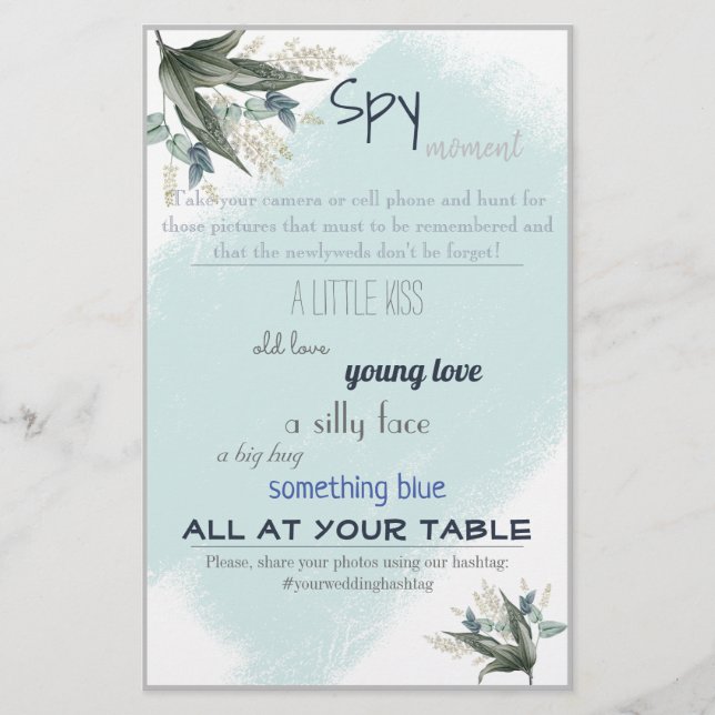 Spy Bridal Wedding Game Flyer (Vorne)