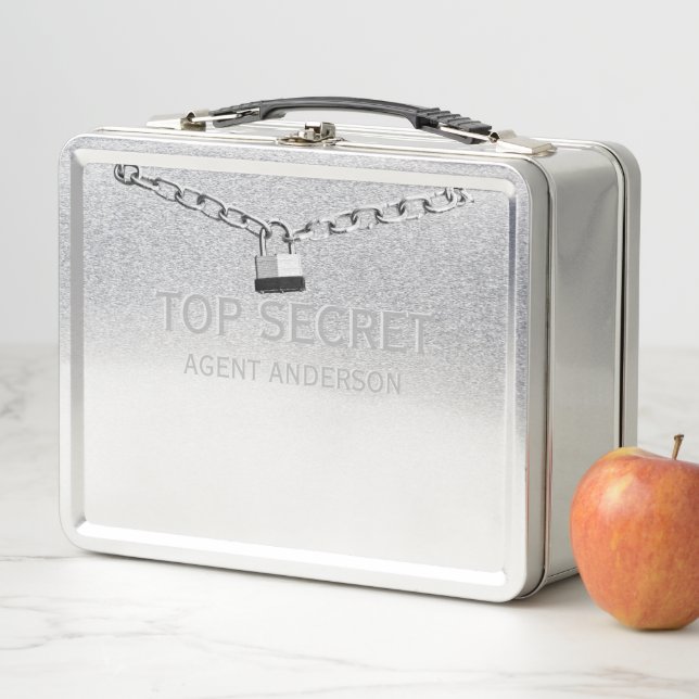 SPY oder AGENT Personalisiert Top Secret Kids Meta Metall Brotdose (Beispiel)