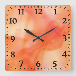 Sq.Acrylwand-Uhr - orangefarbener Glaswirbel Quadratische Wanduhr