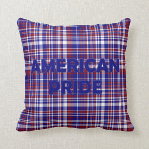 Sq.Pillow,Kariert-amerikanischer Stolz Blue Kissen