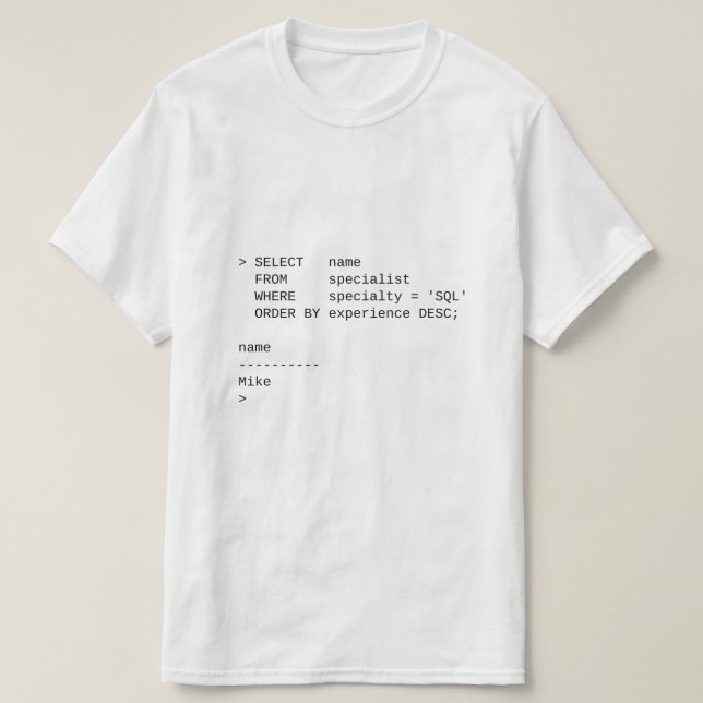 Sql-Datenbank-Spezialist: Mike T-Shirt (Design vorne)