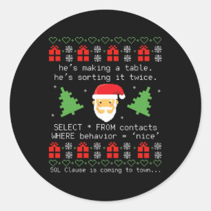 Sql Weihnachtsmann Datase Klausel Entwickler Code Runder Aufkleber