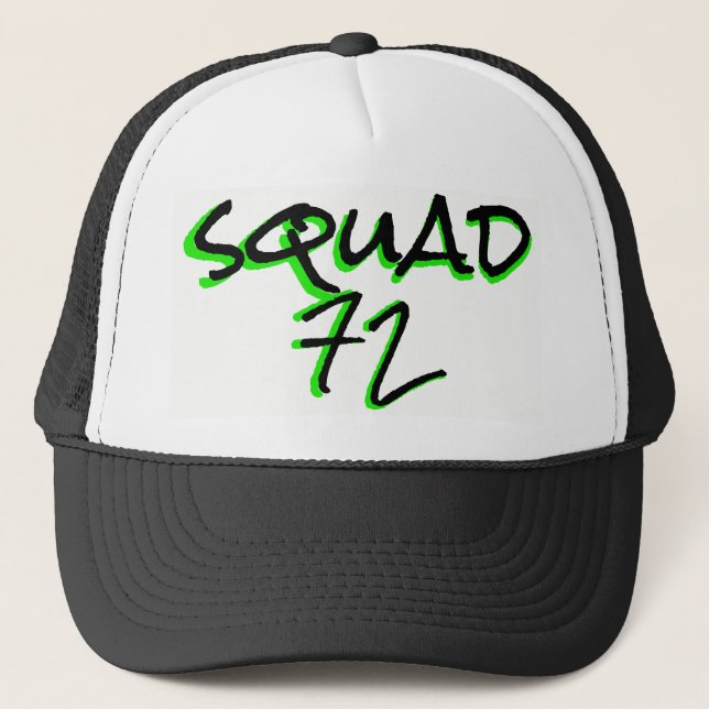 Squad72 72marketing grünes Neonschwarzes des Truckerkappe (Vorderseite)