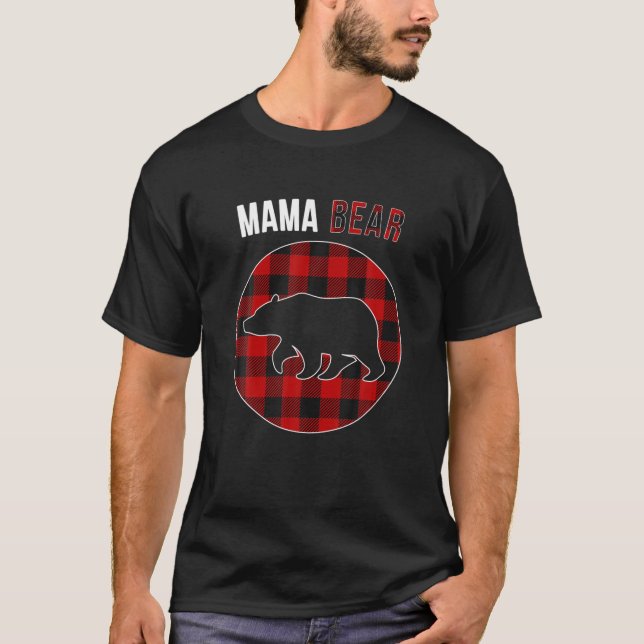 Squad Bear Christmas Pajama Red Kariert Buffalo Fa T-Shirt (Vorderseite)
