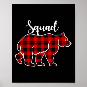 Squad Bear Red Kariert Weihnachtskostüm Matching F Poster