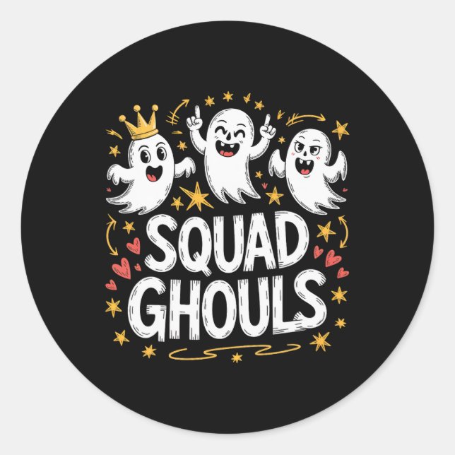 Squad Ghosts Matching Funny Halloween 1 Runder Aufkleber (Vorderseite)