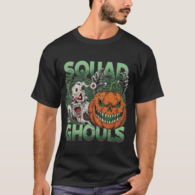 Squad Ghouls Glitch Halloween Horror T-Shirt (Vorderseite)