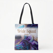 Squad-Hochzeit mit lila und Goldbriden