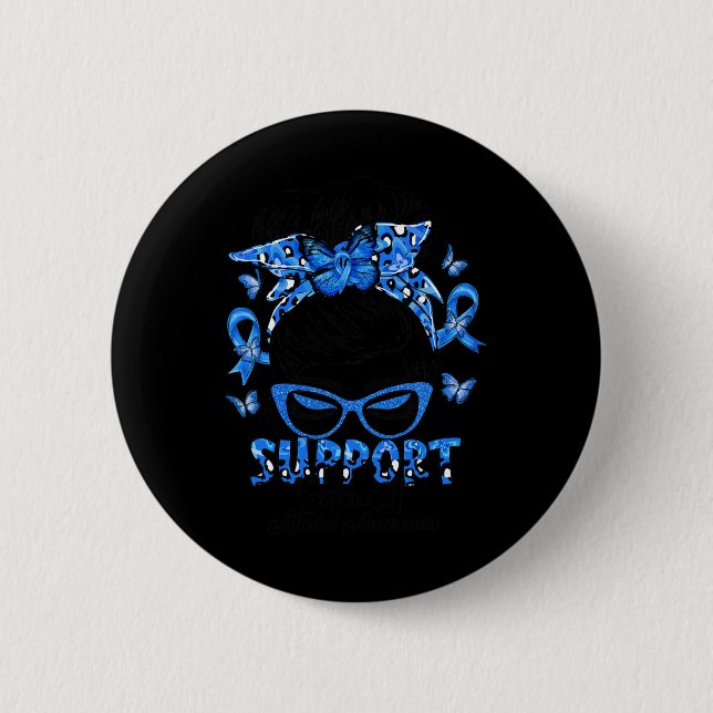 Squad Messy Bun Ataxia Bewusstsein Geschenke Button (Vorderseite)