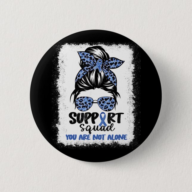 Squad Messy Bun Blue Warrior Alopecia Bewusstsein Button (Vorderseite)