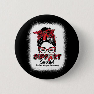Squad Messy Bun Burgundy Ribbon Brain Aneurysm 1 Button