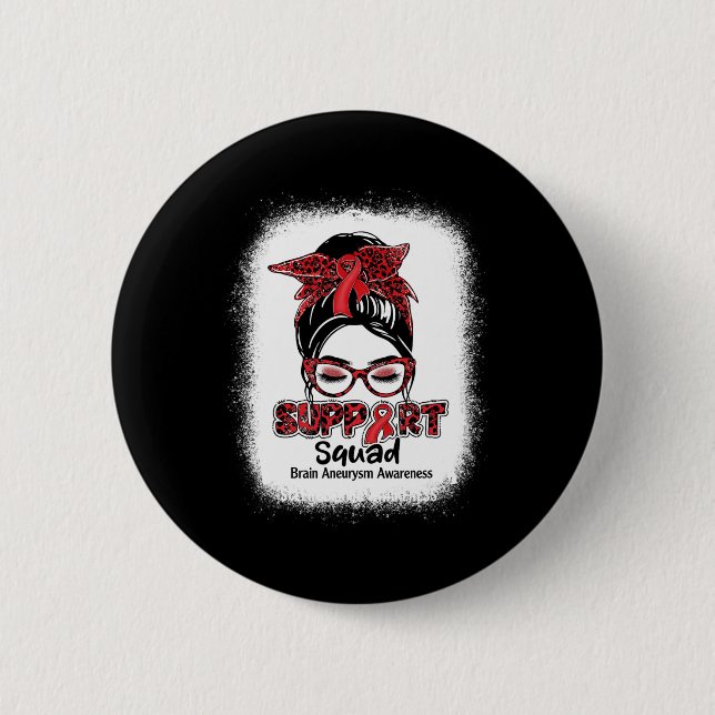 Squad Messy Bun Burgundy Ribbon Brain Aneurysm 1 Button (Vorderseite)