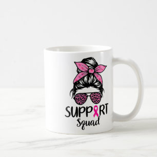 Squad Messy Bun Leopard Pink Breast Cancer Awarene Kaffeetasse