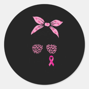 Squad Messy Bun Leopard Pink Breast Cancer Awarene Runder Aufkleber