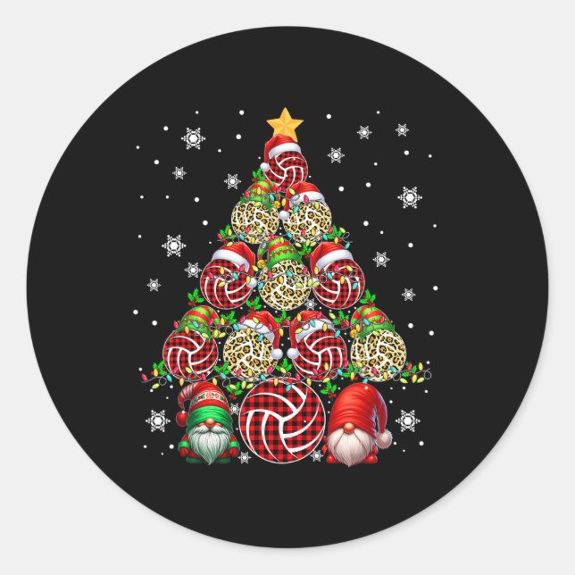 Squad Santa Elf Leopard Volleyball Ausrüstung Xmas Runder Aufkleber (Vorderseite)