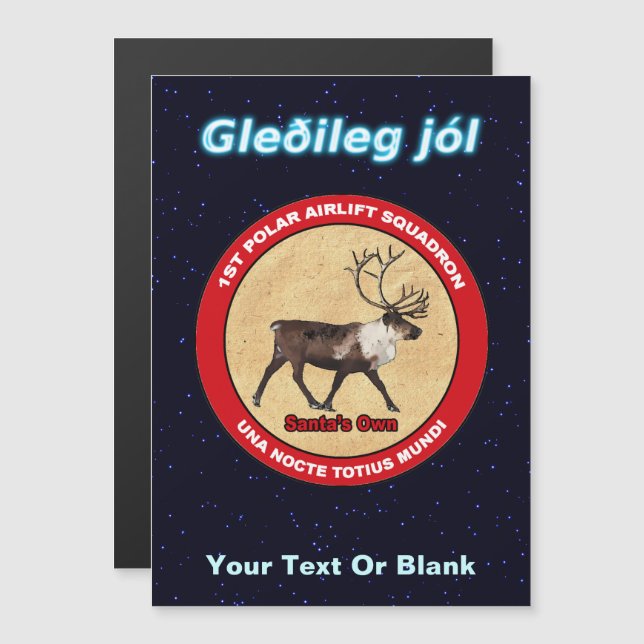 Squadron - Gleðileg Jól - Rentier Squadron Magnetkarte (Vorne/Hinten)