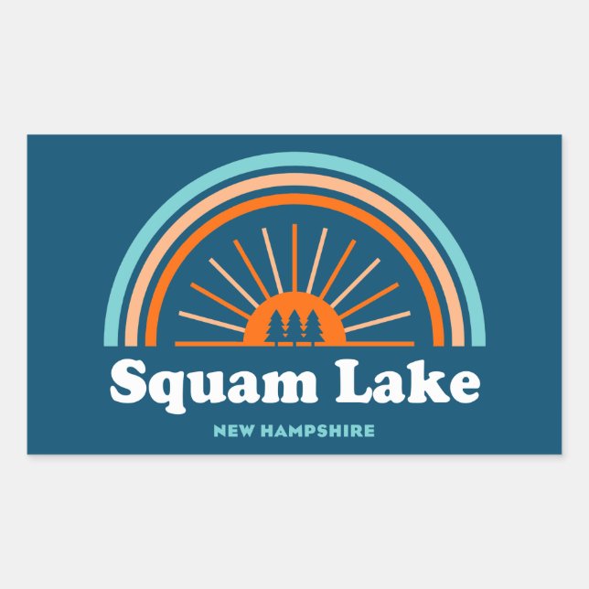 Squam Lake New Hampshire Rainbow Rechteckiger Aufkleber (Vorderseite)
