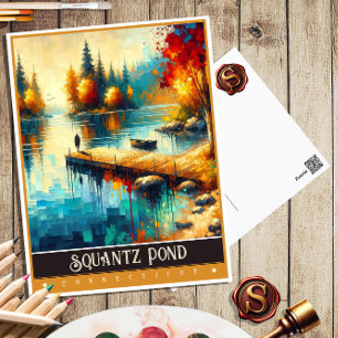 Squantz Pond, Connecticut Alte Malerei Postkarte