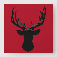 Square Acrylic Wall Clock - Stag Dee Head