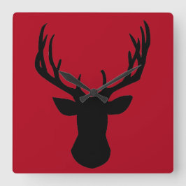 Square Acrylic Wall Clock - Stag Dee Head Quadratische Wanduhr