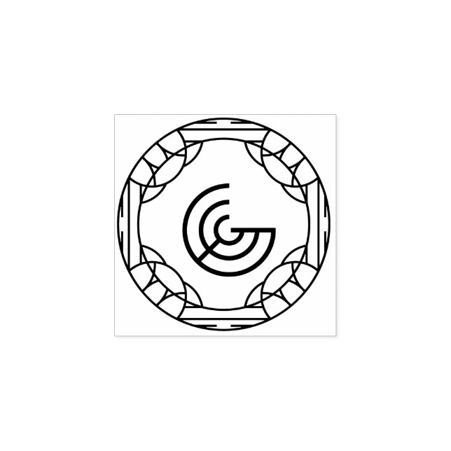 Square Art Deco Letter G Monogram Gummistempel (Prägung)
