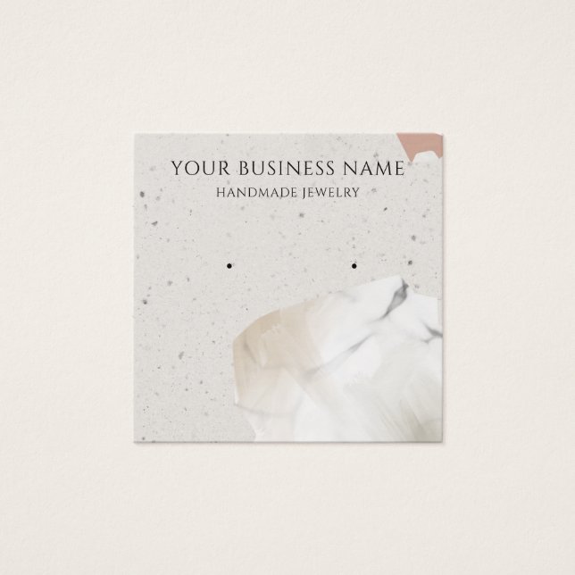 Square Beige Terrazzo Earring Display Cards (Vorderseite)