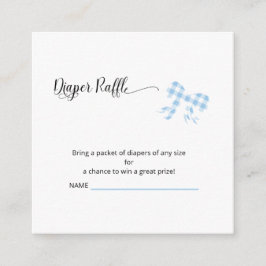Square Blue Gingham Diaper Raffle Card Begleitkarte