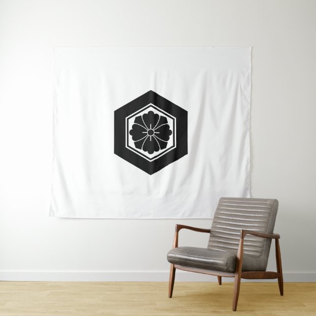 Square Blume mit Schwertern in Tortoiseshell Wandteppich (Beispiel (Horizontal))