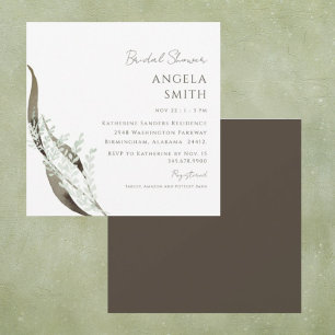 Square Botanical Brown Accent Brautparty Einladung
