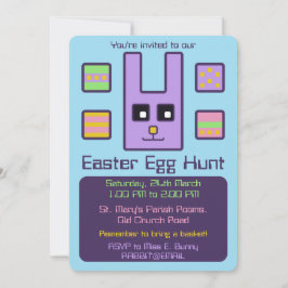 Square Bunny Ostereier Eizelljagd Einladung