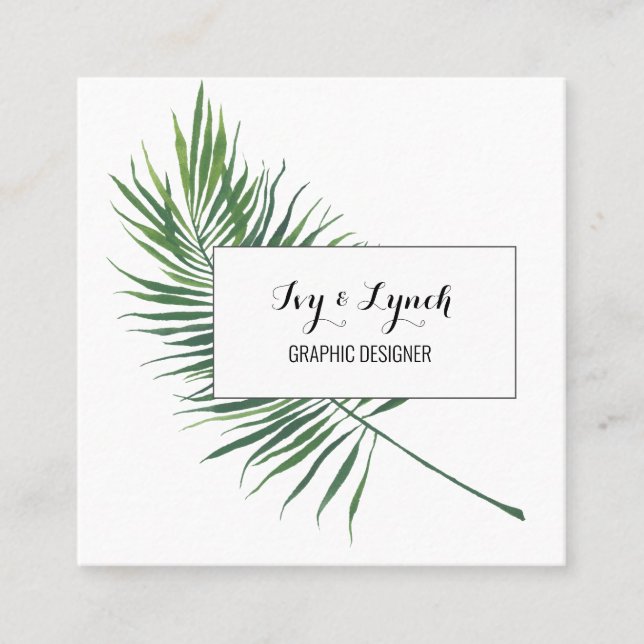 Square Business Card Tropisches Leaf Quadratische Visitenkarte (Vorderseite)