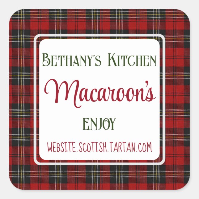 Square Business Stickers Bethany's Kitchen Tartan (Vorderseite)
