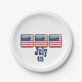 Square Button mit USA Flag, 4. Juli Paper Tellers Pappteller