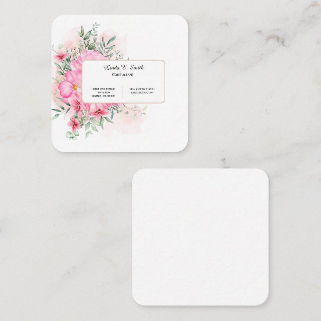 Square Calling Card Telefonnummerkarte (Vorne/Hinten)