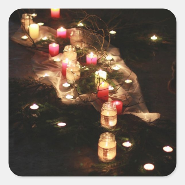 Square Candlelight Mood Sticker - Anpassbar (Vorderseite)