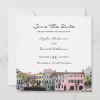 Square Charleston Rainbow Row Save the Date