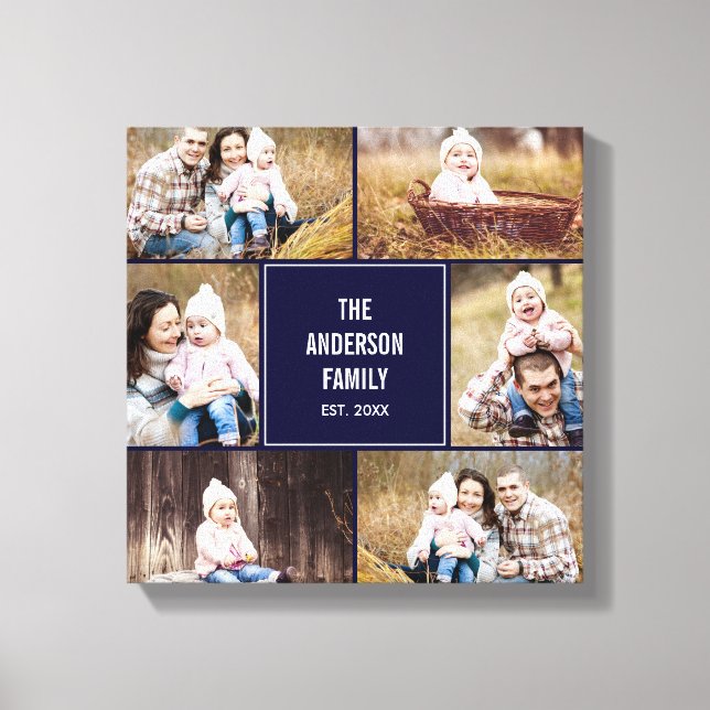 Square Collage Custom Foto Wrapped Canvas Leinwanddruck (Vorderseite)