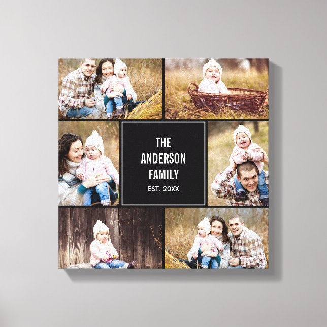 Square Collage Custom Photo Wrapped Canvas Leinwanddruck (Vorderseite)