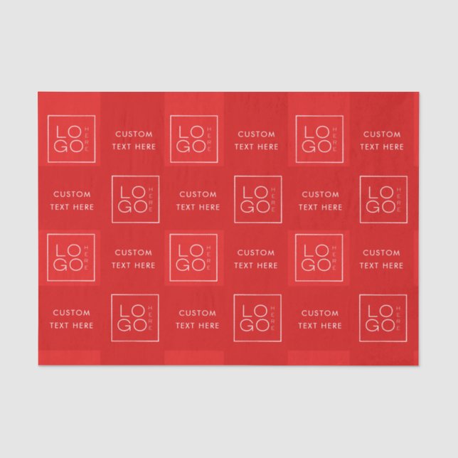 Square Custom Business Logo Valentine's Day Red Seidenpapier (Vorderseite)