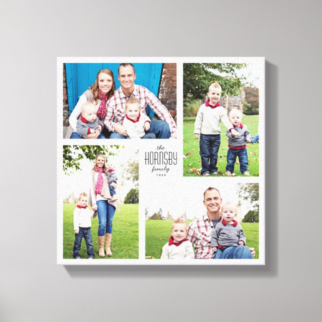 Square Custom Family 4-Foto-Leinwand Leinwanddruck (Vorderseite)