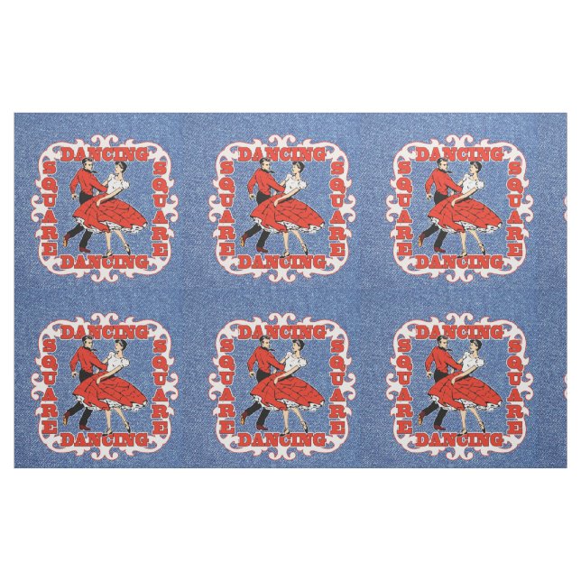 Square Dance Couple auf Imitate Denim 9" Stoff (Fat Quarter (45,7 x 55,9 cm))