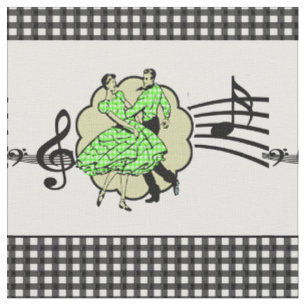 Square Dance Couple Green Karo Dress Black Karo Stoff