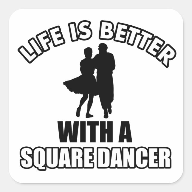Square Dance Designs Quadratischer Aufkleber (Vorderseite)