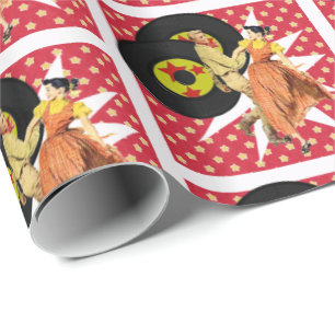 Square Dance oder 50"s Dancers Gift Wrapping Geschenkpapier