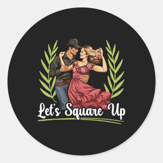 Square Dancing American Folk Dance Square Dancer Runder Aufkleber (Vorderseite)