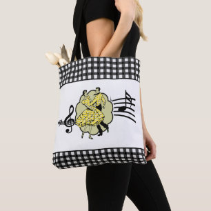 Square Dancing Couple in Gelb Karo Outfits Tasche