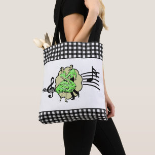 Square Dancing Couple in Green Karo Outfits Tasche