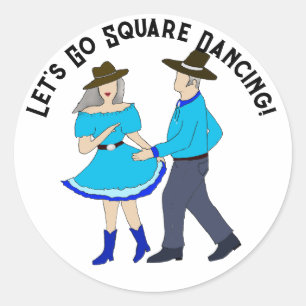 Square Dancing Couple Runder Aufkleber