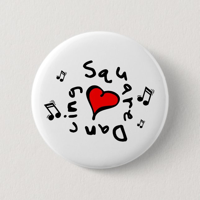 Square-Dancing I Herz-Liebe Knopf Button (Vorderseite)